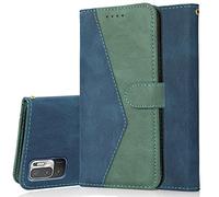 Radoo Coque pour Xiaomi Redmi Note 10 5G/ Poco M3 Pro, Housse Étui en PU Cuir Portefeuille Antichoc Étui à Rabat Clapet Protection Magnétique Flip Cover Wallet Case avec Carte Fentes (Bleu Vert)