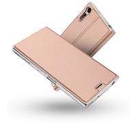 Radoo Coque Sony Xperia XZ,Ultra Mince en Cuir PU Premium Housse à Rabat Portefeuille Coque [Antichoc TPU] Étui de Protection Bumper Folio à Clapet avec [Fermoir Magnétique] pour Sony Xperia XZ (Rose)