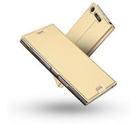 RADOO Coque Sony Xperia XZ1,Ultra Mince en Cuir PU Premium Housse à Rabat Portefeuille Coque [Antichoc TPU] [Protection Complète] Étui de Protection Bumper Folio à Clapet pour Sony Xperia XZ1 (Or)