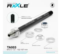 RADOXX Trailer AxXle TA003 Axe de roue M12x1.0 152-167mm - Approuvé par le TÜV, 7075-T6 Alu, Made in Germany