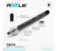 Radoxx Trailer AxXle TA016 Axe de roue M12x1,0 194-200â€¯mm - Approuvé par le TÜV, Fabriqué en Allemagne