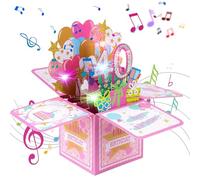 Radsocken Cartes d'anniversaire musicales pour 40e anniversaire avec bougie LED soufflante - Carte d'anniversaire pop-up 3D pour femme, homme, épouse, sœur, amis - Rose