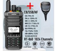 Radtel RT-860 Radio amateur multi-bande HF UHF VHF double bande avec réception AM USB LSB CW CB LW MW SW SSB,1024 canaux,batte 2000 mAh - Type Add mic-EURO