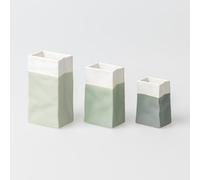 Räder 17449 Lot de 3 Mini vases en Porcelaine Non émaillée dans Les Tons Verts Hauteur : 6 cm, 8 cm et 9 cm