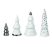 Räder 88683 Lot de 4 décorations en porcelaine - Forêt de Noël - Hiver - Blanc/argenté