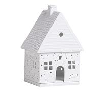 Räder Maison Lumineuse en Pain d'épices en Porcelaine Non émaillée - Couleur : Blanc - Dimensions : 14 x 9 x 8,5 cm - 90318