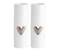 Räder Minivases en porcelaine, set de 2 cœurs argentés blancs