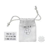 Räder Petit Compagnon de Poche Luck to Go, trèfle Blanc, Dimensions du Sac : 8 x 6 cm, Dimensions de la Figurine : 2,4 x 2,2 cm