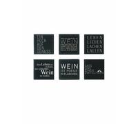 RAEDER Set de 6 sous-verres WEIN TEXT 10x10cm Noir noir