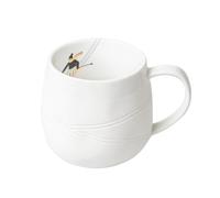 Räder Tasse de ski en porcelaine noire et dorée, forme cylindrique avec rainures, capacité pour le café ou le chocolat chaud, idéal pour les moments d'hiver confortables, Maison, Tasse, Cup
