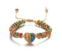 RAEF Bracelets en Forme de cœur en Pierre Naturelle tissés à la Main pour Femmes et Hommes, Double Couche de Perles torsadées, Bracelet de Yoga en Forme de cœur, Bijoux d'amitié