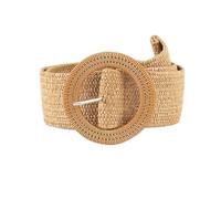 RAEF Ceinture tressée en paille PP pour femmes, 1 pièce, ceinture tissée en paille PP, Style plage, large élastique, robe Boho, ceinture décorative pour vacances