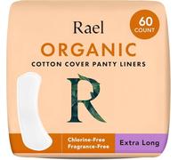 Rael Protège-Slip en Coton Bio - Absorbant la Lumière, Protege-Slip Hypoallergénique, Sans Chlore, Sans Parfum, Sans Pesticide (Extra Long, 60 Unités)