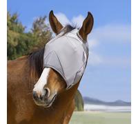 Raelitego Masque anti-mouches réglable pour chevaux sans oreilles, protection UV contre les insectes nuisibles, maille confortable, sans nez, taille moyenne, accessoires pour chevaux (taille S)