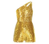 Raenseen Body De Bal Latino Américain Pour Enfant Tango Sans Manches Paillettes Justaucorps Robe De Patinage Artistique Ballet Body Danse Classique Costume Fête D Or 11-12 ans