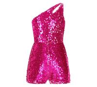 Raenseen Body De Bal Latino Américain Pour Enfant Tango Sans Manches Paillettes Justaucorps Robe De Patinage Artistique Ballet Body Danse Classique Costume Fête D Rose vif 13-14 ans