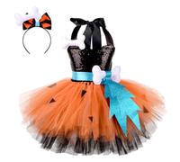Raenseen Costume Cavernicole Pour Mädchen Robe Préhistoire Primitif Costume Néandertal Costumes Caverne Tutu Pailleté Avec Bonnet Pour Carnaval Halloween Et Noël Noir 11-12 ans