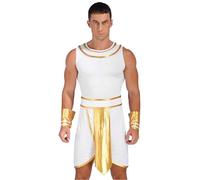 Raenseen Costume De Dieu Grec Romain Homme Toge Costume Pharaon Égyptien Masculin De Carnaval Style Ancienne Égypte Romains Et Grecs Rome Et Grèce Antique Blanc XL