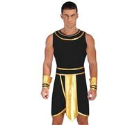 Raenseen Costume De Dieu Grec Romain Homme Toge Costume Pharaon Égyptien Masculin De Carnaval Style Ancienne Égypte Romains Et Grecs Rome Et Grèce Antique Noir XXL
