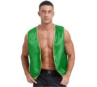 Raenseen Costume De Prince Arabe Homme Gilet Waistcoat Veste Sans Manches Costume De Génie Arabian Prince Cosplay Arabe Indien Carnaval Halloween Vert XXL