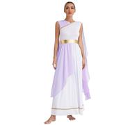 Raenseen Costume Déesse Grecque Olympia Romaine Toge Costume D Athéna Robe Longue Élégante Sans Manches De Romaine Antique Historique Romain Lavande XL