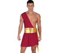 Raenseen Costume Pour Homme De Toge Grecque Romaine Homme Toge Grecque Robe Une Épaule Costume Cosplay Gladiateur Halloween Carnaval Robe Spectacle Théâtral Bourgogne XL