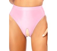 Raenseen Culotte Femme Ouvert String Slip À Taille Haute Lingerie Élastique Tentation G-String sous-vêtements Tanga Thong Uni Rose M