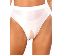 Raenseen Culotte Femme Ouvert String Slip À Taille Haute Lingerie Élastique Tentation G-String sous-vêtements Tanga Thong Uni Blanc M