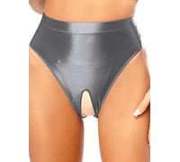 Raenseen Culotte Femme Ouvert String Slip À Taille Haute Lingerie Élastique Tentation G-String sous-vêtements Tanga Thong Uni Gris M