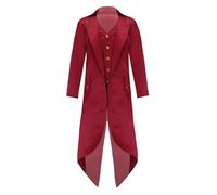 Raenseen Enfants Garçons Filles Veste Frac Médiévale Steampunk Blazer Costume Cosplay Halloween Vampire Victorien Veste Smoking De Smoking Col Classique Bourgogne 5-6 ans
