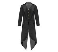 Raenseen Enfants Garçons Filles Veste Frac Médiévale Steampunk Blazer Costume Cosplay Halloween Vampire Victorien Veste Smoking De Smoking Col Classique Noir 15-16 ans