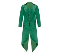 Raenseen Enfants Garçons Filles Veste Frac Médiévale Steampunk Blazer Costume Cosplay Halloween Vampire Victorien Veste Smoking De Smoking Col Classique Vert foncé 15-16 ans