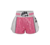 Raenseen Pantaloncini Muay Thai MMA Kickboxing pour Enfants Et Garçons Trunks Boxe Shorts Pantalons Courts Dentraînement Grappling Arts Martiaux Compétition Rose 11-12 Ans