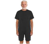 Raenseen Pyjama Élégant Combinaison pour Personnes Âgées Costume Médical Anti Décalottage Maillot Corps pour Patient Atteint Démence Tenue Dexamen Noir S