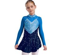 Raenseen Robe De Danse Classique Ballerine Enfant Manches Longues Tenue De Patinage Artistique Body Gymnastique Rythmique Robe De Danse Lyrique Contemporaine Bleu 15-16 Ans
