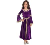 Raenseen Robe De Princesse Médiévale Renaissance Pour Enfant Costume De Duchesse En Velours Robe Reine Médiévale Déguisement Costume Carnaval Halloween Violet 7-8 ans