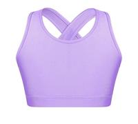 Raenseen Soutiengorge Sportif pour Enfant Débardeur Crop Top Court Soutiengorge Dentraînement pour Bambini Brassière Tenue De Danse Jazz Hip Hop Danse Moderne Lavande 7-8 Ans