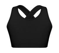 Raenseen Soutiengorge Sportif pour Enfant Débardeur Crop Top Court Soutiengorge Dentraînement pour Bambini Brassière Tenue De Danse Jazz Hip Hop Danse Moderne Noir 5-6 Ans