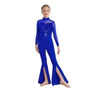 Raenseen Tutu Complet Patinage Artistique Pour Mädchen Ballet Corps Danse Classique Et Moderne Avec Paillettes Leotard Gymnastique Rythmique Costume Spectacle Danse Bleu 7-8 ans
