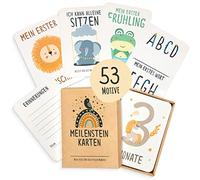Räuberella Lot de 53 cartes de jalon pour bébé garçon et fille - Superbe cadeau de naissance