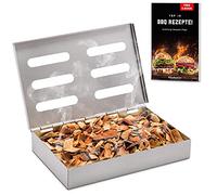 Räucherphorie Boîte de fumage en acier inoxydable Robuste fumoir + Ebook avec les recettes les plus savoureuses Boîte de fumage universelle comme boîte de fumage barbecue à gaz ou boîte de fumage.