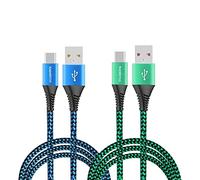 RAEWSTCO Lot de 2 câbles USB de type C 3 A à charge rapide extra long en nylon tressé USB-C vers USB-A de type C compatible USB C, smartphone, ordinateur portable, tablette (3 m + 3 m (vert + bleu)