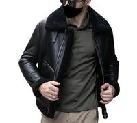 Raf Aviator B3 Veste en cuir véritable pour homme Noir, Noir - Cuir véritable, M