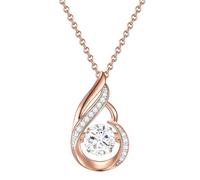 Rafaela Donata Collier pour Femme Argent Sterling 925 Plaqué Or Rose | Pendentif goutte,oxyde de zirconium blanc,design élégant,collier raffiné,style moderne,bijou femme,cadeau pour femme