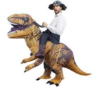 Rafalacy Costume de dinosaure gonflable pour adulte - Costume de T-rex amusant pour Halloween - Costume de fête de dinosaure Marron Clair Taille unique