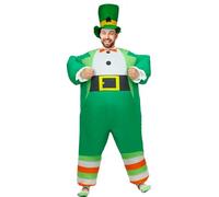 Rafalacy Costume gonflable de la Saint-Patrick pour adulte - Costume de leprechaun gonflable - Pour fête amusante - Vert