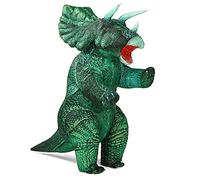Rafalacy Costume gonflable de tricératops de dinosaure pour adulte - Déguisement gonflable pour Halloween, carnaval, fête, costumade (vert, style debout)