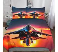 Rafale Avion de Combat Housse De Couette King（220x240cm）, Hypoallergénique The Setting Sun Literie pour Adultes Enfants Linge De Lit De Microfibre