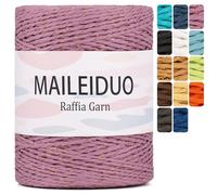 Raffia Fil à crocheter 2 mm x 300 m - Fil en raphia naturel - Pour travaux manuels, papier, raphia - Ruban cadeau - Fil en papier pour cordon, projets d'artisanat, chapeaux, sacs