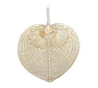 Raffia Hand Fan Set - Handmade Palm Weaving Cooling Decor System, Natural Leaf Wall Hanging Display Piece, 14.96x11.81 Inch Size Fan, Home Wedding Party Use, Living Room Bedroom Outdoor Camping Accent